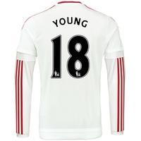 Manchester United Away Shirt 2015/16 - Long Sleeve White with Young 18, White