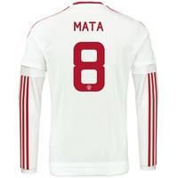 Manchester United Cup Away Shirt 2015/16 - Long Sleeve White with Mata, White