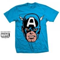 Marvel Comics Captain America Big Head Mens Blue T Shirt X Large