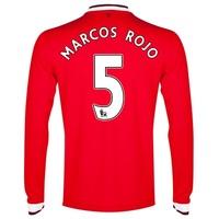 Manchester United Home Shirt 2014/15 - Long Sleeve - Kids with Marcos, Red