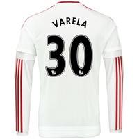 Manchester United Away Shirt 2015/16 - Long Sleeve White with Varela 3, White