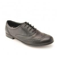 Matilda, Black Leather Girls Lace-up School Shoes