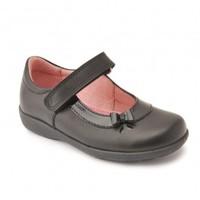 Maria, Black Leather Girls Riptape School Shoes