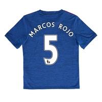 Manchester United Away Shirt 2016-17 - Kids with Marcos Rojo 5 printin, Blue