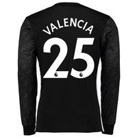 Manchester United Away Shirt 2017-18 - Long Sleeve with Valencia 25 pr, Black