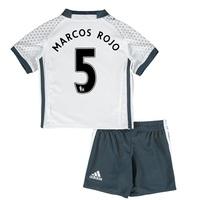 Manchester United Third Mini Kit 2016-17 with Marcos Rojo 5 printing, White