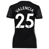 Manchester United Away Shirt 2017-18 - Womens with Valencia 25 printin, Black