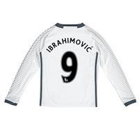 manchester united third shirt 2016 17 kids long sleeve with ibrahi whi ...