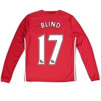 manchester united home shirt 2016 17 kids long sleeve with blind 1 red