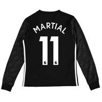 Manchester United Away Shirt 2017-18 - Kids - Long Sleeve with Martial, Black