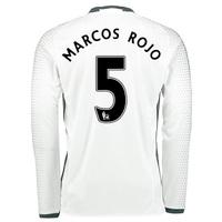 Manchester United Third Shirt 2016-17 - Long Sleeve with Marcos Rojo 5, White