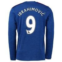 Manchester United Away Shirt 2016-17 - Long Sleeve with Ibrahimovic 9, Blue