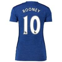 Manchester United Away Shirt 2016-17 - Womens with Rooney 10 printing, Blue