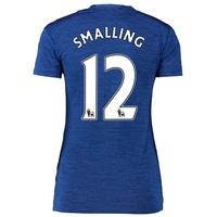 Manchester United Away Shirt 2016-17 - Womens with Smalling 12 printin, Blue