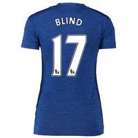 Manchester United Away Shirt 2016-17 - Womens with Blind 17 printing, Blue