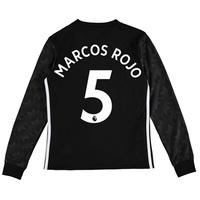 Manchester United Away Shirt 2017-18 - Kids - Long Sleeve with Marcos, Black