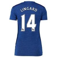 Manchester United Away Shirt 2016-17 - Womens with Lingard 14 printing, Blue