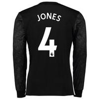 Manchester United Away Shirt 2017-18 - Long Sleeve with Jones 4 printi, Black