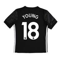Manchester United Away Shirt 2017-18 - Kids with Young 18 printing, Black