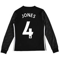 Manchester United Away Shirt 2017-18 - Kids - Long Sleeve with Jones 4, Black