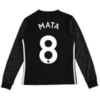 Manchester United Away Shirt 2017-18 - Kids - Long Sleeve with Mata 8, Black