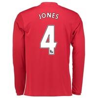 Manchester United Home Shirt 2016-17 - Long Sleeve with Jones 4 printi, Red