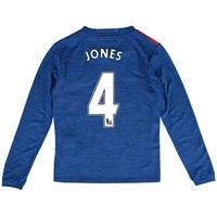 manchester united away shirt 2016 17 kids long sleeve with jones 4 blu ...