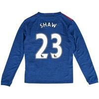 Manchester United Away Shirt 2016-17 - Kids - Long Sleeve with Shaw 23, Blue