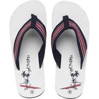 Mad Wax Mens Striped Thong Flip Flops White