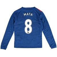 manchester united away shirt 2016 17 kids long sleeve with mata 8 blue