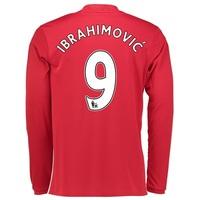 Manchester United Home Shirt 2016-17 - Long Sleeve with Ibrahimovic 9, Red