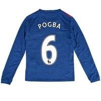 Manchester United Away Shirt 2016-17 - Kids - Long Sleeve with Pogba 6, Blue