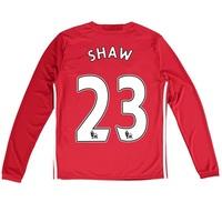 manchester united home shirt 2016 17 kids long sleeve with shaw 23 red