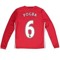 Manchester United Home Shirt 2016-17 - Kids - Long Sleeve with Pogba 6, Red