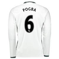 Manchester United Third Shirt 2016-17 - Long Sleeve with Pogba 6 print, White