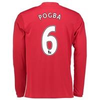 Manchester United Home Shirt 2016-17 - Long Sleeve with Pogba 6 printi, Red