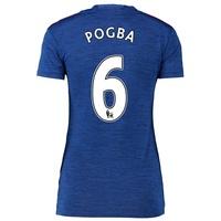 Manchester United Away Shirt 2016-17 - Womens with Pogba 6 printing, Blue