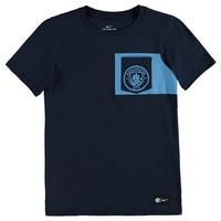 Manchester City Crest T-Shirt - Navy - Kids, Navy