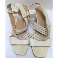 Marks And Spencers Size 6 White Leather Wedge Sandals