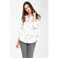 marble print sateen long sleeve shirt