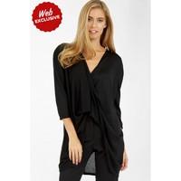 MARL WRAP FRONT LONG SLEEVE TOP