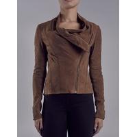 Marron Brown Suede Drape Jacket