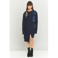 MARIOS Asymmetrical Military Navy Jumper Midi Dress, NAVY