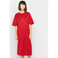 MARIOS Maxi T-shirt Dress With Strings, RED