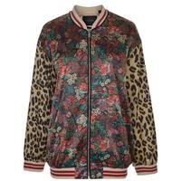 maison scotch multi print satin bomber jacket