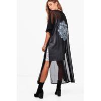 mandala back print mesh kimono black