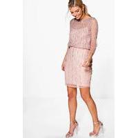 marlena beaded batwing dress blush