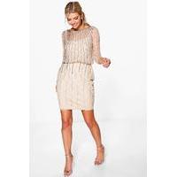 Marlena Beaded Batwing Dress - stone