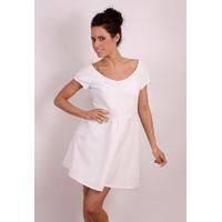 Madam Rage White Textured Skater Dress