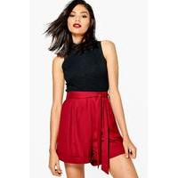 Maelea Tie Belt Woven Shorts - wine